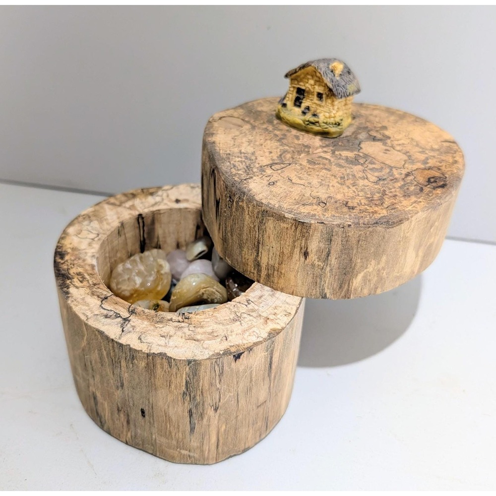 Spalted Maple Stump Jewelry Box. Fairy garden or crystal stand.